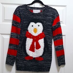 Penguin Holiday‎ Jingle Bells Striped crewneck sweater sz small 🐧